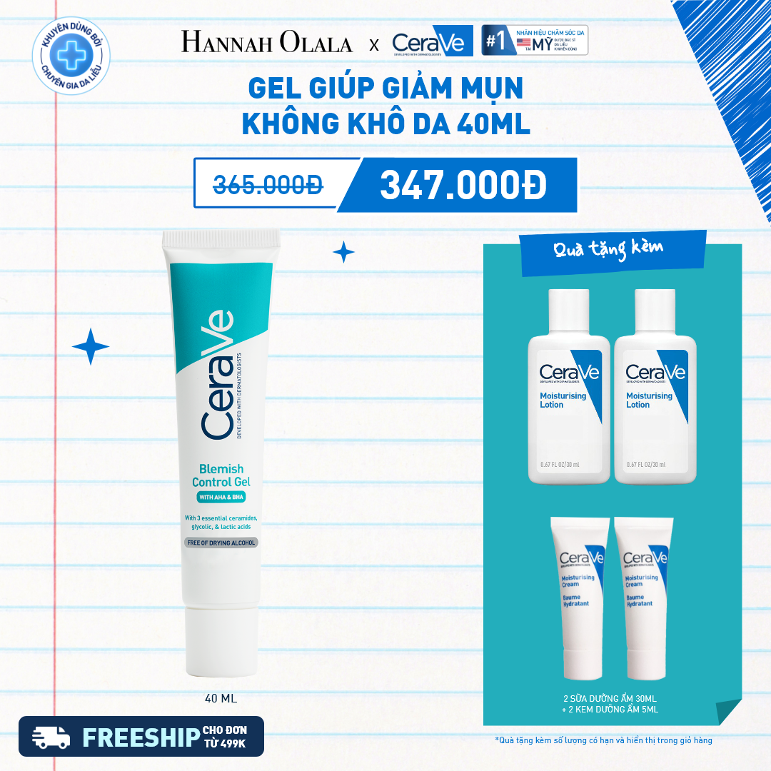  K38_DEAL 38: GEL GIÚP GIẢM MỤN KHÔNG KHÔ DA CẢI THIỆN MỜ THÂM, THU NHỎ LỖ CHÂN LÔNG CERAVE BLEMISH CONTROL GEL 40ML 