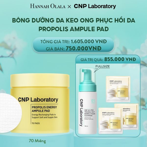  E2019: DEAL 39: SET BÔNG DƯỠNG DA KEO ONG PHỤC HỒI DA CNP PROPOLIS AMPULE PAD 70 + 30 MIẾNG 