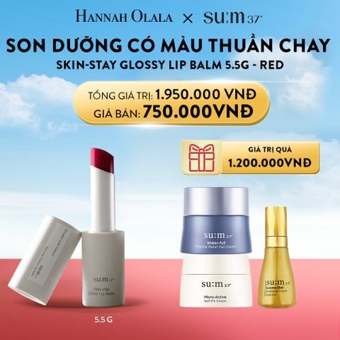  A40_DEAL 31: SON DƯỠNG CÓ MÀU THUẦN CHAY SU:M37 SKIN-STAY GLOSSY LIP BALM 5.5G - RED 