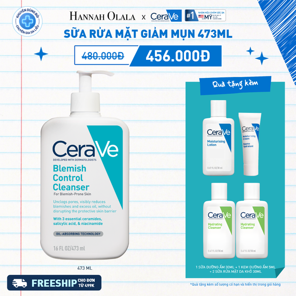 K39_DEAL 39.1: SỮA RỬA MẶT CHO DA DẦU MỤN CERAVE BLEMISH CONTROL CLEANSER 473ML 