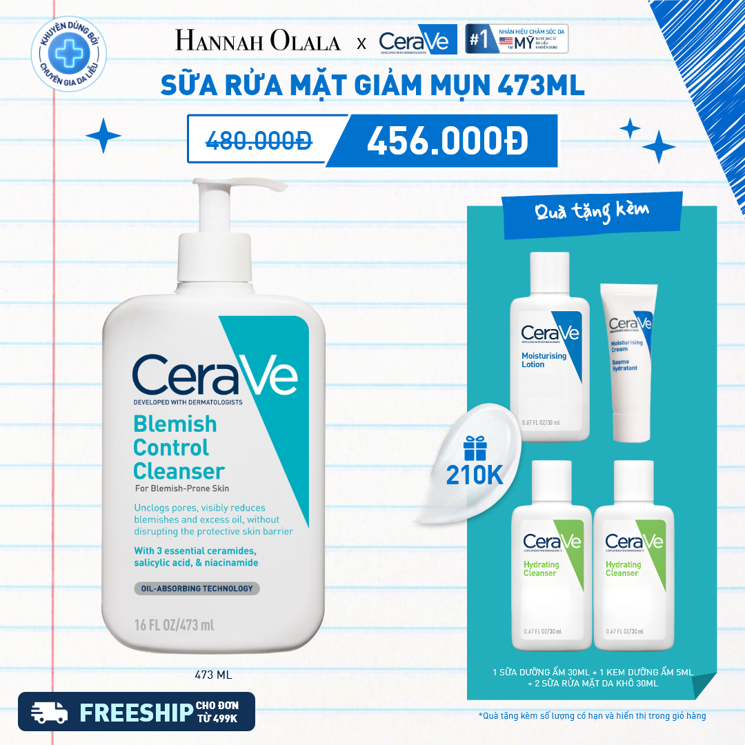 K39_DEAL 39: SỮA RỬA MẶT CHO DA DẦU MỤN CERAVE BLEMISH CONTROL CLEANSER 473ML 