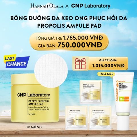  A56_DEAL 47: SET BÔNG DƯỠNG DA KEO ONG PHỤC HỒI DA CNP PROPOLIS AMPULE PAD 70 + 30 MIẾNG 