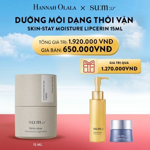  A41_DEAL 32: DƯỠNG MÔI DẠNG THỎI VẶN SU:M37 SKIN-STAY MOISTURE LIPCERIN 15ML 