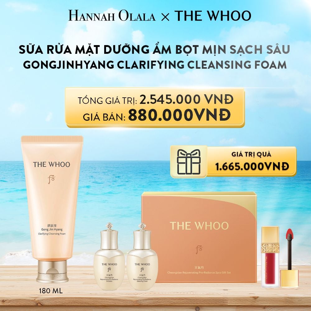  A305_DEAL 8: SỮA RỬA MẶT DƯỠNG ẨM BỌT MỊN SẠCH SÂU THE WHOO GONGJINHYANG CLARIFYING CLEANSING FOAM 180ML 