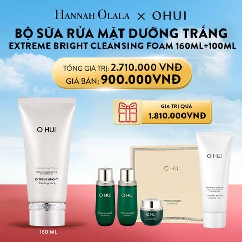  A28_DEAL 22: BỘ SỮA RỬA MẶT DƯỠNG TRẮNG OHUI EXTREME BRIGHT CLEANSING FOAM 160ML+100ML 
