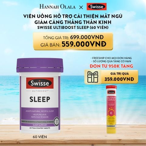 A412_DEAL 4: VIÊN UỐNG HỖ TRỢ CẢI THIỆN MẤT NGỦ GIẢM CĂNG THẲNG THẦN KINH SWISSE ULTIBOOST SLEEP (60 VIÊN) 
