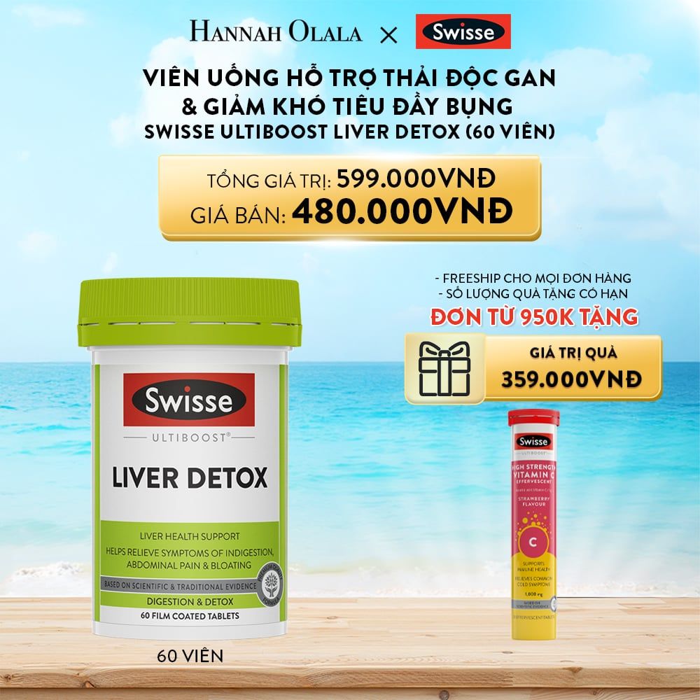  A411_DEAL 3: VIÊN UỐNG HỖ TRỢ THẢI ĐỘC GAN & GIẢM KHÓ TIÊU ĐẦY BỤNG SWISSE ULTIBOOST LIVER DETOX (60 VIÊN) 