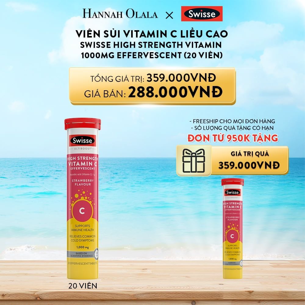  A414_DEAL 6: VIÊN SỦI VITAMIN C LIỀU CAO SWISSE HIGH STRENGTH VITAMIN C 1000MG EFFERVESCENT (20 VIÊN) 
