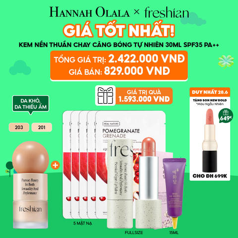  C60_DEAL 2: [DUY NHẤT 28.6] KEM NỀN CHO DA KHÔ FRESHIAN THUẦN CHAY CĂNG BÓNG CHE PHỦ TỰ NHIÊN SPF35 PA++ 30ML MUA 1 TẶNG 7 