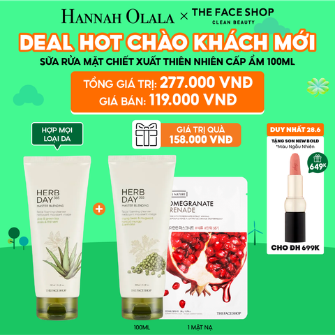  C86_DEAL 14: [DUY NHẤT 28.6] SỮA RỬA MẶT TẠO BỌT DÀNH CHO DA KHÔ HERB DAY 365 100ML 