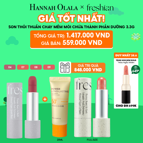  C66_DEAL 4: [DUY NHẤT 28.6] SON THỎI FRESHIAN THUẦN CHAY MỊN MÔI SENSUAL VEGAN LIPSTICK BLUR 3.3G MUA 1 TẶNG 2 