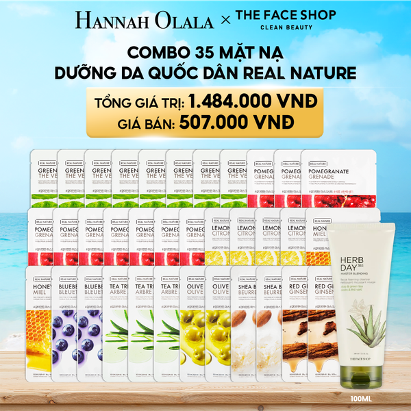  DEAL 1: COMBO 35 MẶT NẠ DƯỠNG DA QUỐC DÂN REAL NATURE 
