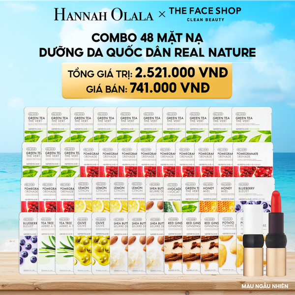  A340_DEAL 2: COMBO 48 MẶT NẠ DƯỠNG DA QUỐC DÂN REAL NATURE 