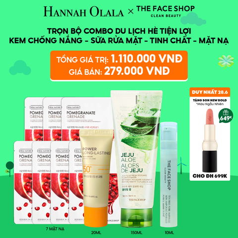  C93_DEAL 6: [DUY NHẤT 28.6] TRỌN BỘ COMBO DU LỊCH HÈ TIỆN LỢI: KEM CHỐNG NẮNG - SỮA RỬA MẶT - TINH CHẤT - MẶT NẠ 