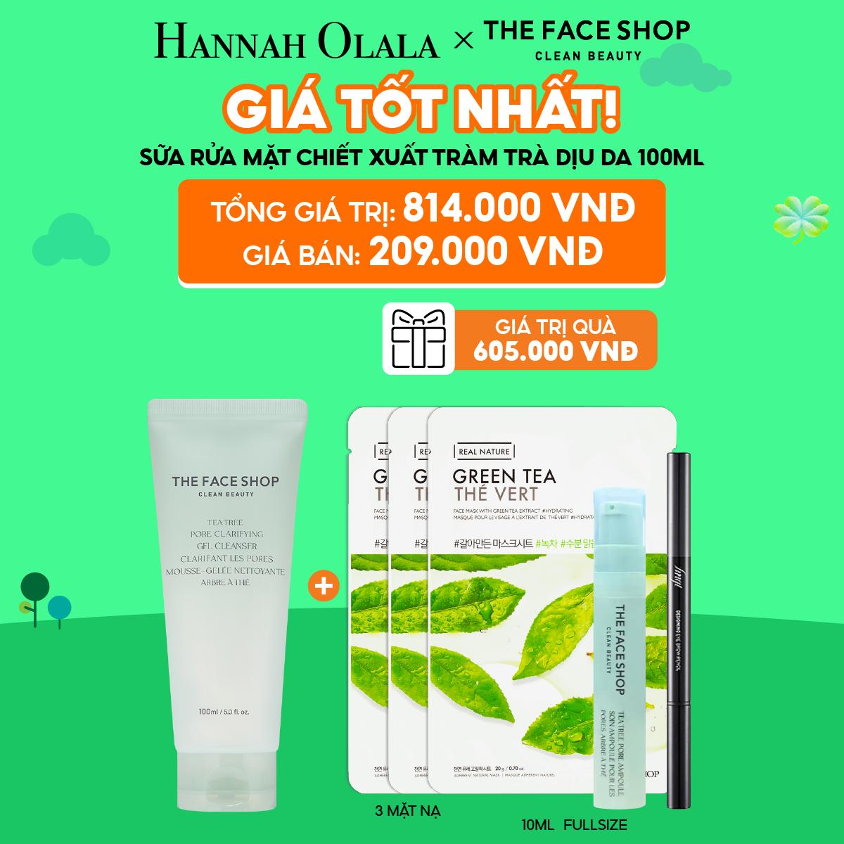  C89_DEAL 4: [DUY NHẤT 28.6] SỮA RỬA MẶT LÀM SẠCH DA CHIẾT XUẤT TRÀM TRÀ TEA TREE PORE 