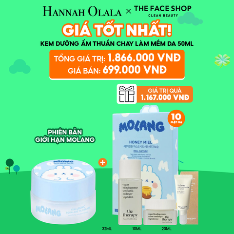  C95_DEAL 8: [PHIÊN BẢN GIỚI HẠN X MOLANG] KEM DƯỠNG THUẦN CHAY DƯỠNG ẨM MỀM DA 50ML MUA 1 TẶNG 4 