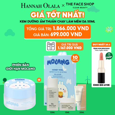  C95_DEAL 8: [DUY NHẤT 28.6] [PHIÊN BẢN GIỚI HẠN X MOLANG] KEM DƯỠNG THUẦN CHAY DƯỠNG ẨM MỀM DA 50ML MUA 1 TẶNG 4 