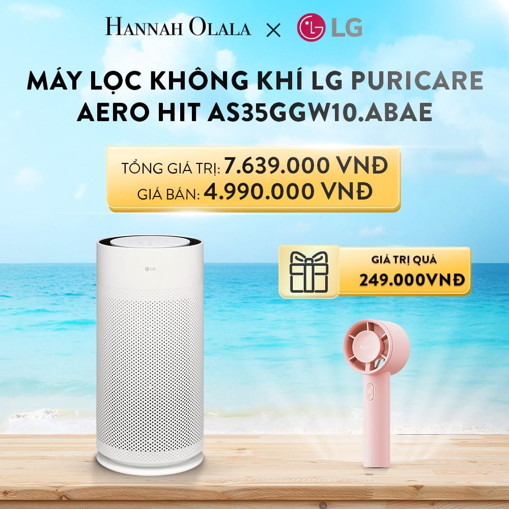  A840_DEAL 9: MÁY LỌC KHÔNG KHÍ LG PURICARE AERO HIT AS35GGW10.ABAE - TẶNG QUẠT X6 LITE LUMIAS 