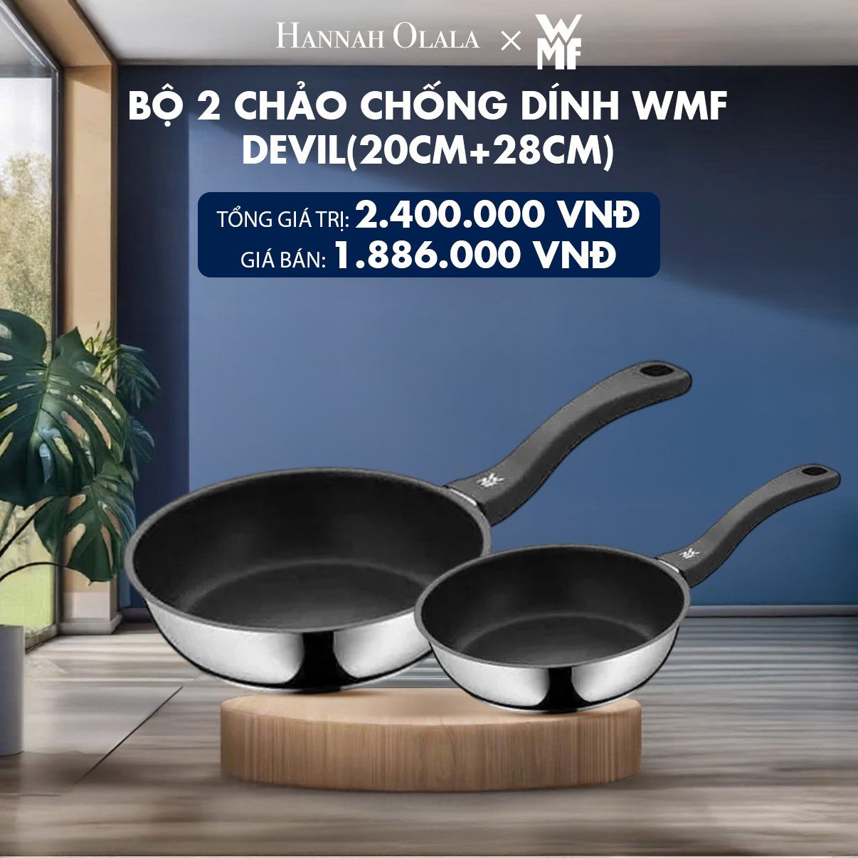 H167_DEAL 6: BỘ 2 CHẢO CHỐNG DÍNH WMF DEVIL(20CM+28CM) 