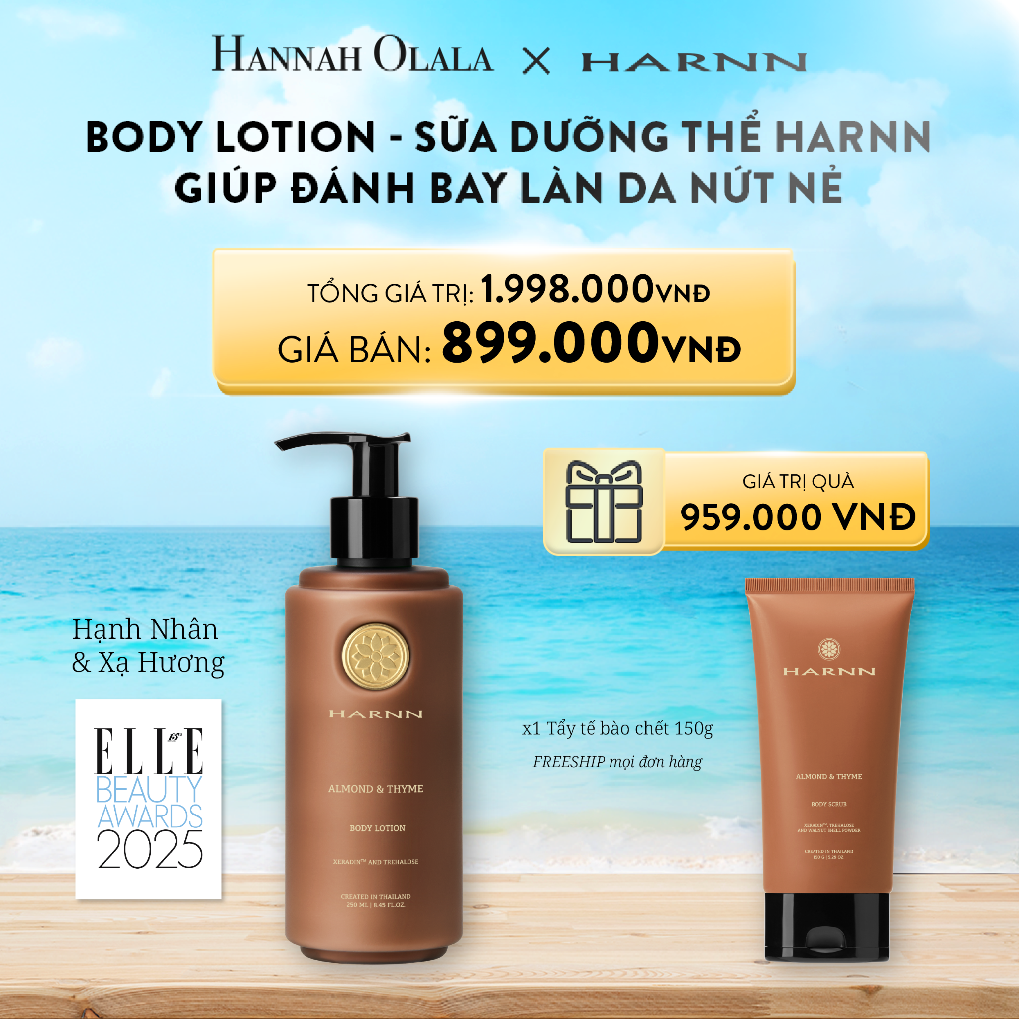 A786_DEAL 4: BODY LOTION - SỮA DƯỠNG THỂ HARNN GIÚP ĐÁNH BAY LÀN DA NỨT NẺ MỘT CÁCH TỨC THÌ 250ML 