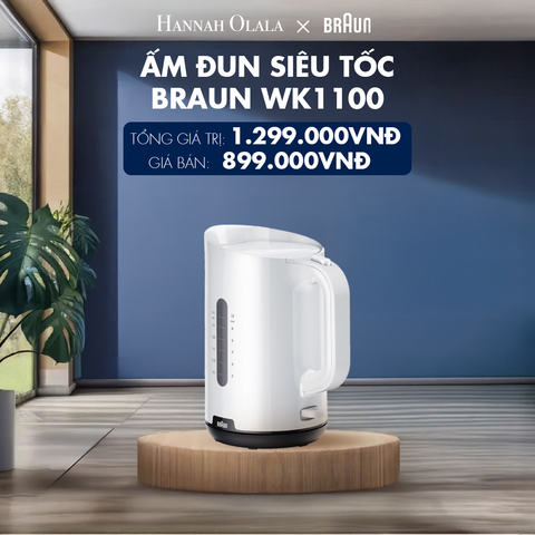  H24_DEAL 2: ẤM ĐUN SIÊU TỐC BRAUN WK1100 - DUNG TÍCH 1.7L, CÔNG SUẤT 2200W MẠNH MẼ 