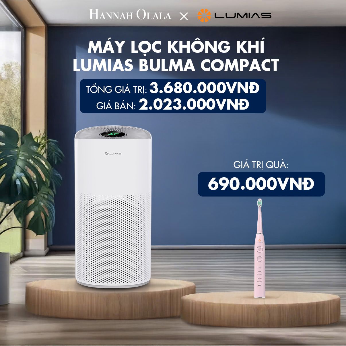 H102_DEAL 9: MÁY LỌC KHÔNG KHÍ LUMIAS BULMA COMPACT 