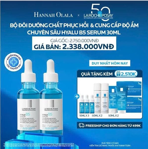  K12_DEAL 12: BỘ ĐÔI DƯỠNG CHẤT PHỤC HỒI & CUNG CẤP ĐỘ ẨM CHUYÊN SÂU HYALU B5 SERUM 30ML 