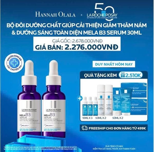  K11_DEAL 11: BỘ ĐÔI DƯỠNG CHẤT GIÚP CẢI THIỆN GIẢM THÂM NÁM & DƯỠNG SÁNG TOÀN DIỆN MELA B3 SERUM 30ML 