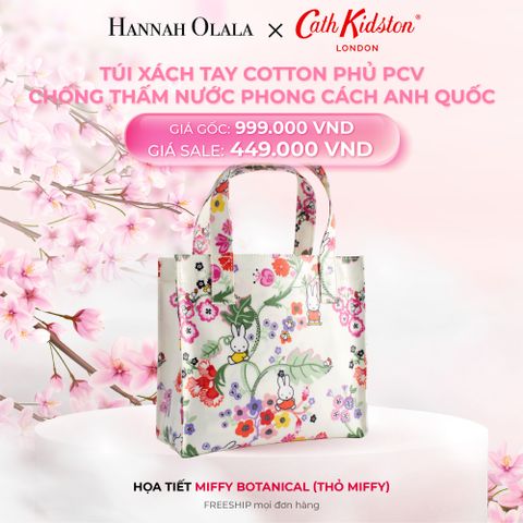  M413_DEAL 1: TÚI XÁCH TAY COTTON PHỦ PCV CHỐNG THẤM NƯỚC PHONG CÁCH ANH QUỐC 