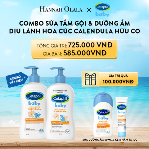  A772_DEAL 9: BỘ SỮA TẮM GỘI 400ML + SỮA DƯỠNG ẨM 400ML CETAPHIL BABY WITH ORGANIC CALENDULA 