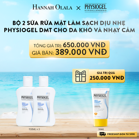  A809_DEAL 9: BỘ 2 SỮA RỬA MẶT LÀM SẠCH DỊU NHẸ PHYSIOGEL DAILY MOISTURE THERAPY DERMO DÀNH CHO DA KHÔ VÀ DA NHẠY CẢM 150ML 