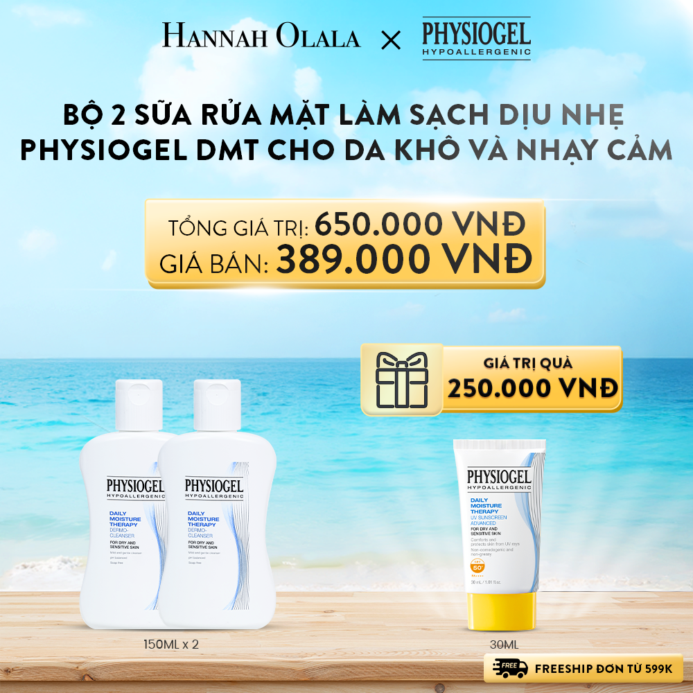  A809_DEAL 9: BỘ 2 SỮA RỬA MẶT LÀM SẠCH DỊU NHẸ PHYSIOGEL DAILY MOISTURE THERAPY DERMO DÀNH CHO DA KHÔ VÀ DA NHẠY CẢM 150ML 