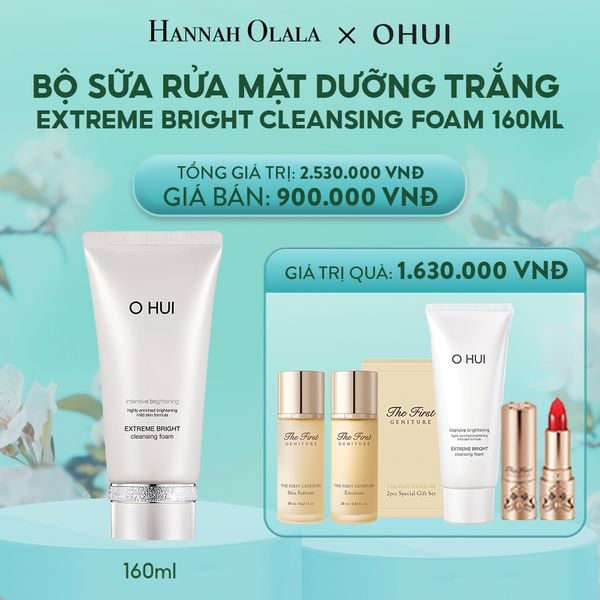  E2000: DEAL 23: BỘ SỮA RỬA MẶT DƯỠNG TRẮNG OHUI EXTREME BRIGHT CLEANSING FOAM 160ML 