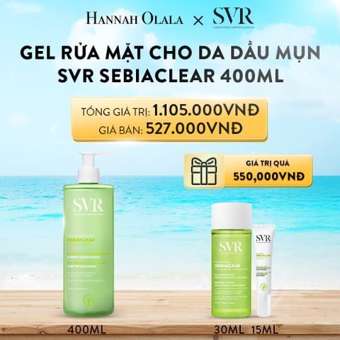  A812_DEAL 01: GEL RỬA MẶT KHÔNG CÓ XÀ PHÒNG, LÀM SẠCH, LOẠI BỎ TẾ BÀO DA CHẾT SVR SEBIACLEAR GEL MOUSSANT 400ML 