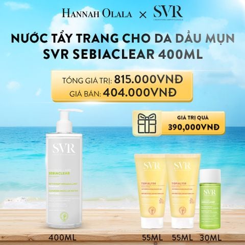  A814_DEAL 02: NƯỚC LÀM SẠCH DA, TẨY TRANG VÀ GIÚP LOẠI BỎ DẦU SVR SEBIACLEAR EAU MICELLAIRE 400ML 