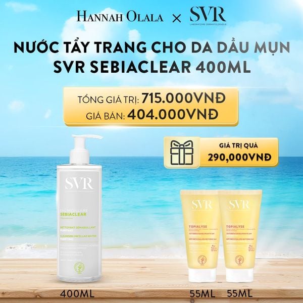  DEAL 02: NƯỚC LÀM SẠCH DA, TẨY TRANG VÀ GIÚP LOẠI BỎ DẦU SVR SEBIACLEAR EAU MICELLAIRE 400ML 