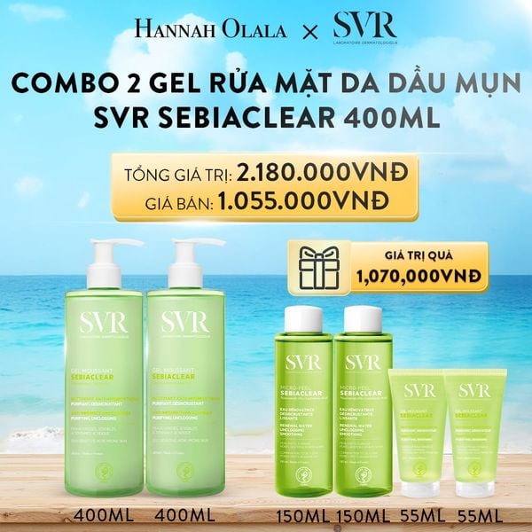  DEAL 03: COMBO 2 GEL RỬA MẶT KHÔNG CÓ XÀ PHÒNG, LÀM SẠCH, LOẠI BỎ TẾ BÀO DA CHẾT SVR SEBIACLEAR GEL MOUSSANT 400ML 