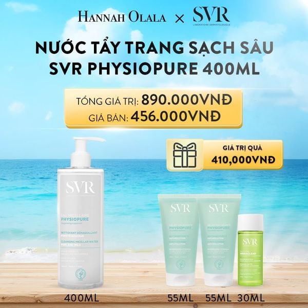  A820_DEAL 08: NƯỚC TẨY TRANG GIÚP LÀM SẠCH DA MẶT DÙNG ĐƯỢC CHO CẢ MẮT VÀ MÔI SVR PHYSIOPURE EAU MICELLAIRE 400ML 