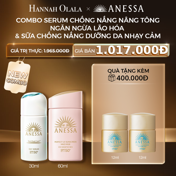 C2: DEAL 10: COMBO SERUM CHỐNG NẮNG & SỮA CHỐNG NẮNG BẢO VỆ VÀ DƯỠNG DA AN TOÀN CHO DA NHẠY CẢM ANESSA DAY SERUM 30ML + MILD MILK 60ML 