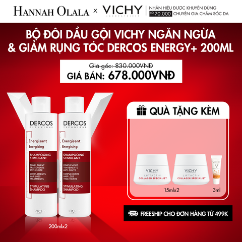  K22_DEAL 22: BỘ ĐÔI DẦU GỘI VICHY NGĂN NGỪA & GIẢM RỤNG TÓC DERCOS ENERGY+ 200ML 