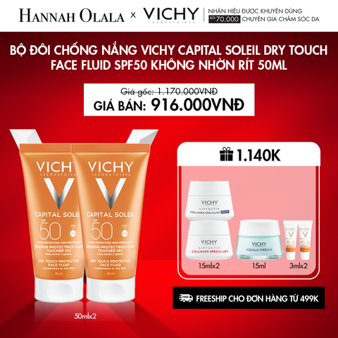  K23_DEAL 23: BỘ ĐÔI CHỐNG NẮNG VICHY CAPITAL SOLEIL DRY TOUCH FACE FLUID SPF50 KHÔNG NHỜN RÍT 50ML 