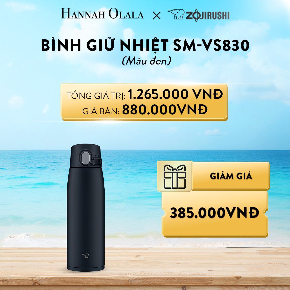  A189_DEAL 11: BÌNH GIỮ NHIỆT SM-VS830 (MÀU ĐEN/MÀU XÁM) 