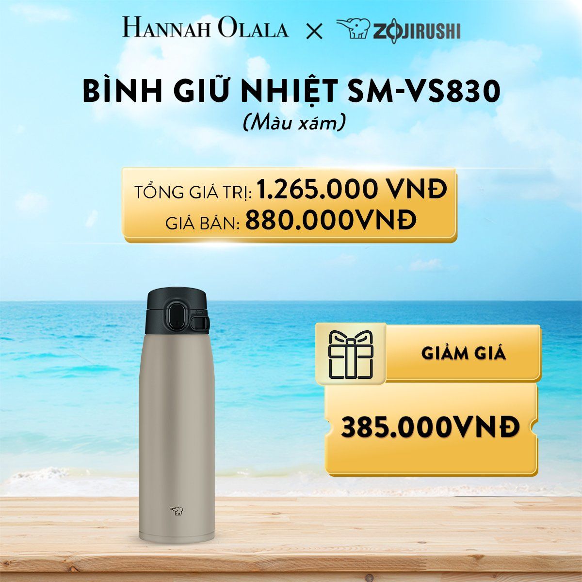  A189_DEAL 11: BÌNH GIỮ NHIỆT SM-VS830 (MÀU ĐEN/MÀU XÁM) 