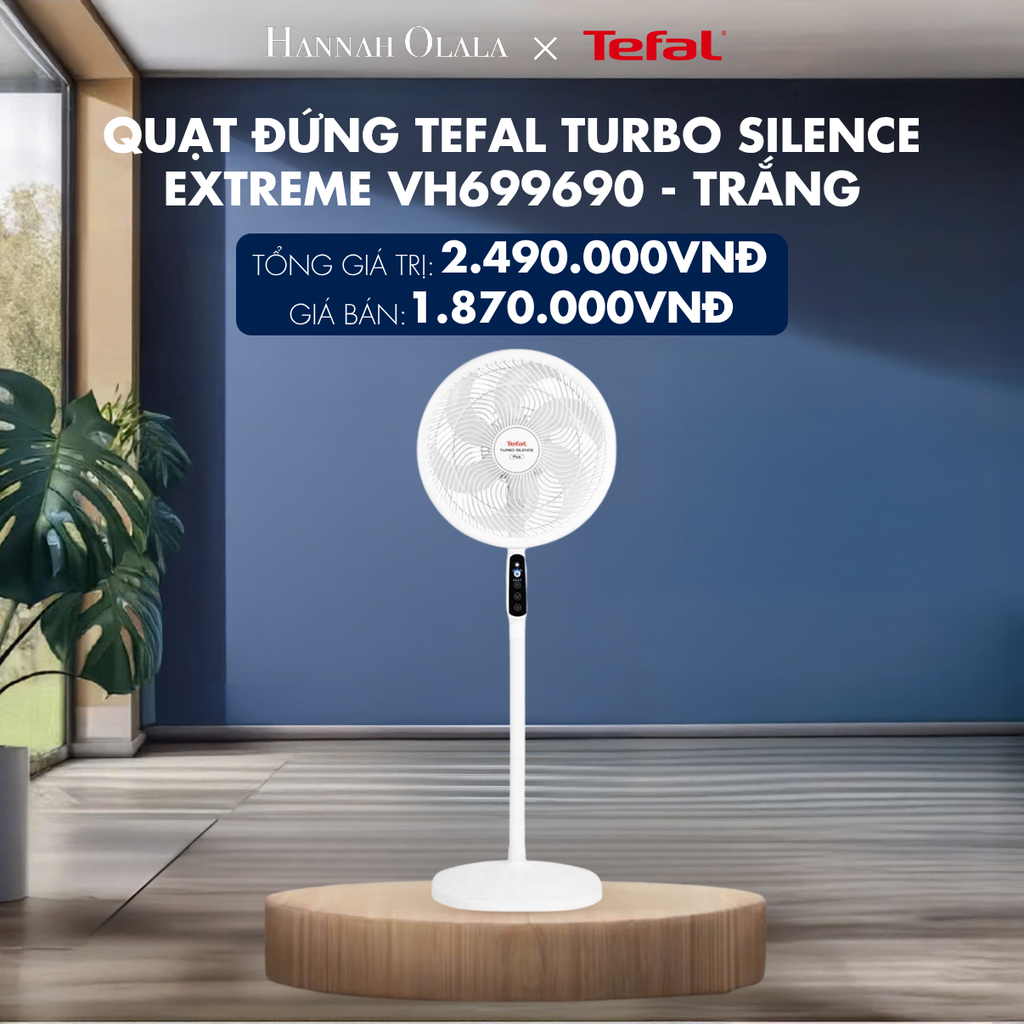  H138_DEAL 12.2: QUẠT ĐỨNG TEFAL TURBO SILENCE EXTREME VH699690 - TRẮNG 