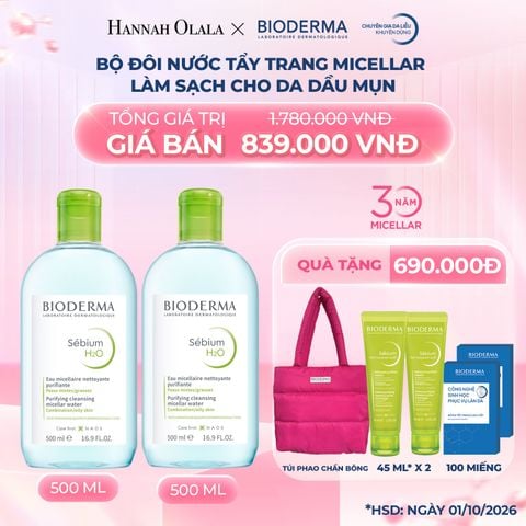  K105_DEAL 12: BỘ ĐÔI NƯỚC TẨY TRANG CÔNG NGHỆ MICELLAR LÀM SẠCH CHO DA DẦU MỤN 500ML 