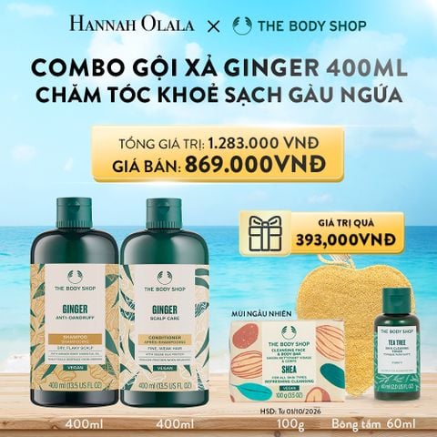  DEAL 12: COMBO GỘI XẢ CHĂM TÓC KHỎE SẠCH GÀU NGỨA GINGER 400ML - SHAMPOO X CONDITIONER 