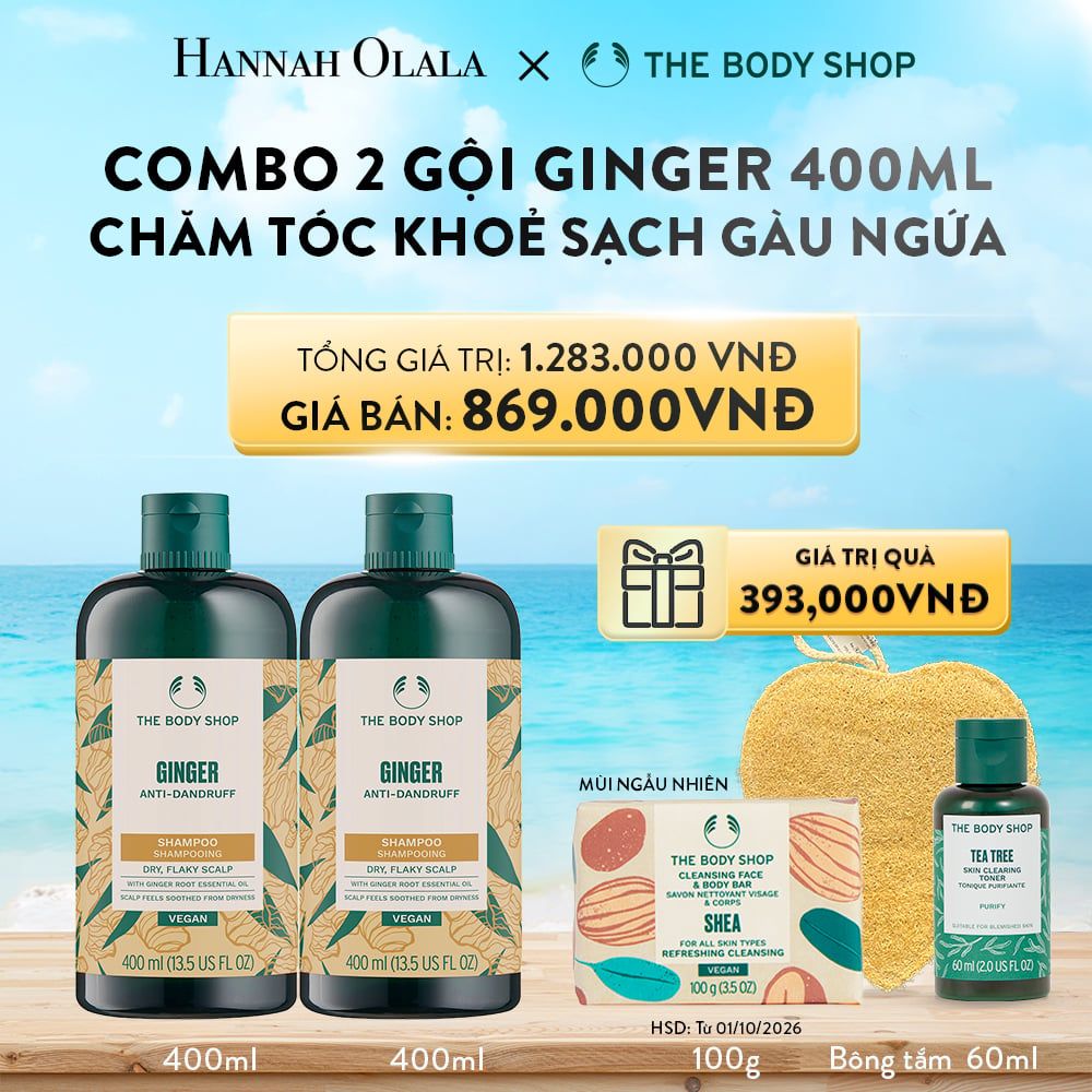  DEAL 13: COMBO 2 GỘI CHĂM TÓC KHỎE SẠCH GÀU NGỨA GINGER 400ML - 2X SHAMPOO 