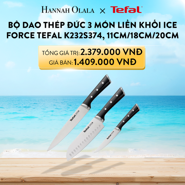  A749_DEAL 14: BỘ DAO THÉP ĐỨC 3 MÓN LIỀN KHỐI ICE FORCE TEFAL K232S374, 11CM/18CM/20CM 