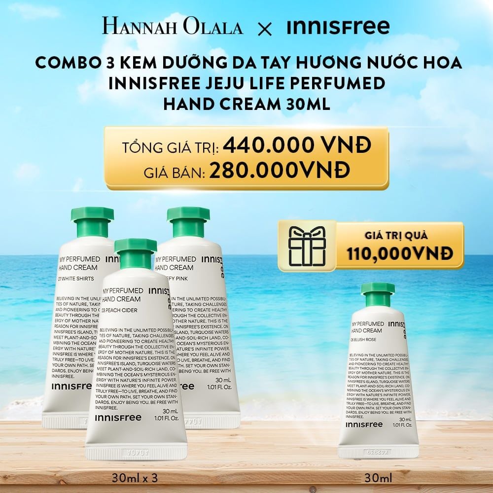  A136_DEAL 15: COMBO 3 KEM DƯỠNG DA TAY HƯƠNG NƯỚC HOA INNISFREE JEJU LIFE PERFUMED HAND CREAM 30ML (MÙI BẤT KỲ) 