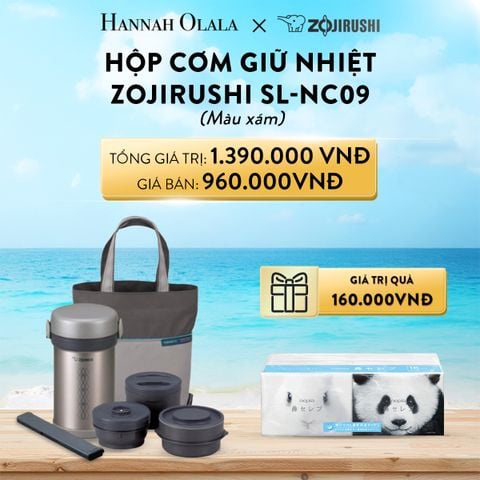  A195_DEAL 15: HỘP CƠM GIỮ NHIỆT ZOJIRUSHI SL-NC09 – MÀU XANH / MÀU XÁM 